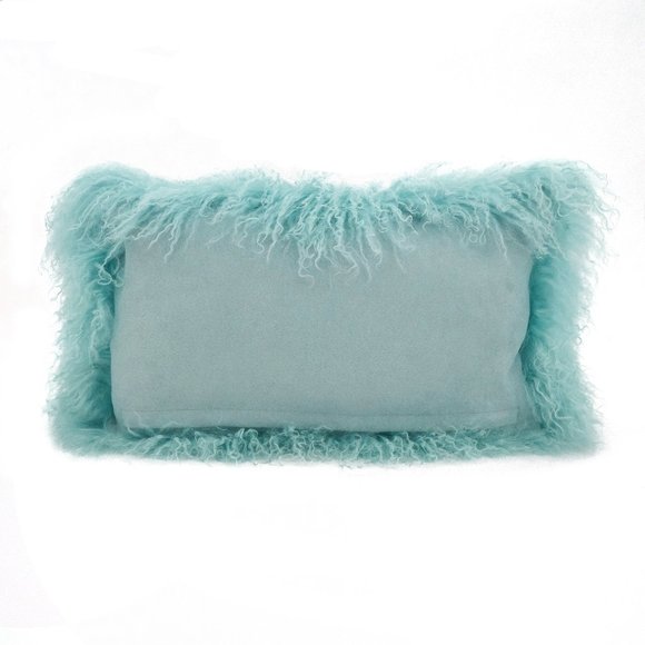 Ice Blue Genuine Mongolian Lamb Fur Pillow 12 X 20 (2 pillows) - Picture 2 of 2
